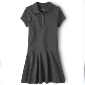 The Children’s Place Girls Uniform Grey Pique Polo Dress, S(5/6)
